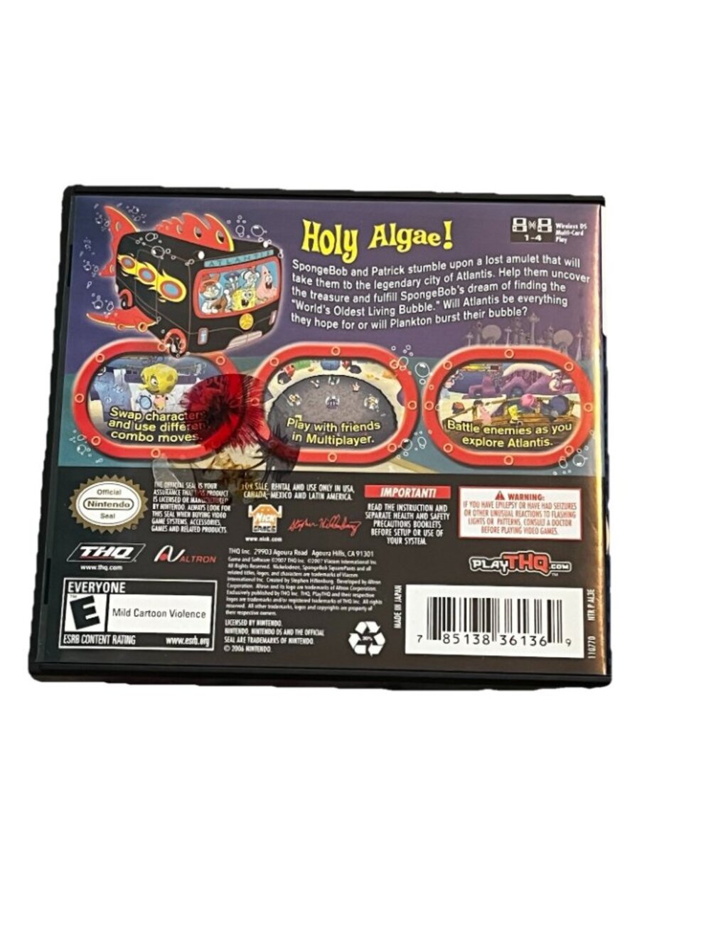 Nintendo DS Spongebob's Atlantis Squarepantis NO GAME Case & manual Only 2007 - Picture 4 of 8
